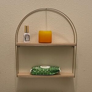 Gold + White Oak 2-Tiered Arch Wall Shelf